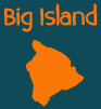 Map icon of Big Island in Hawaii in orange with orange text above it that says Big Island