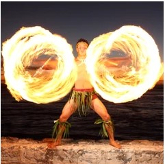 Fire-knife performer at Diamond Head Luau
