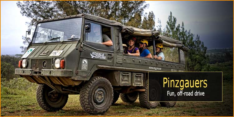A Kohala Zipline tour includes a ride in the Pinzgauer Austrian military vehicle.