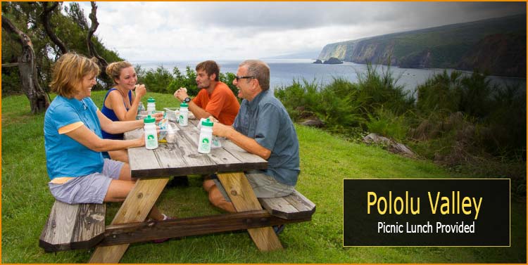 Guest enjoy a picnic lunch at Pololu Valley on the Big Island