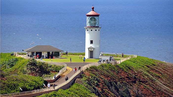 The Kilauea Lighthouse stands on a small peninsula on the North coast of Kauai. 